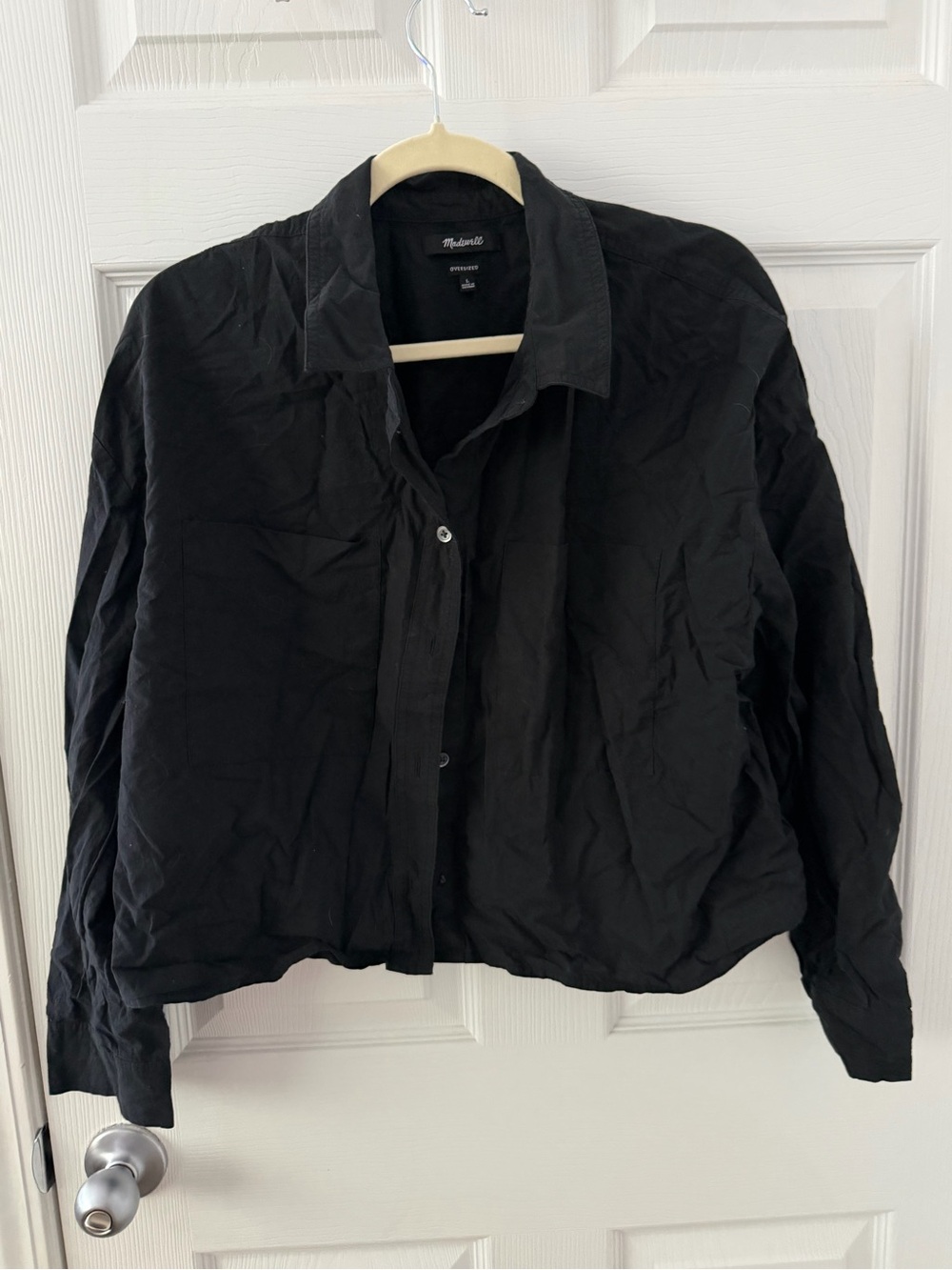Madewell Cropped Black Button-Front Shirt